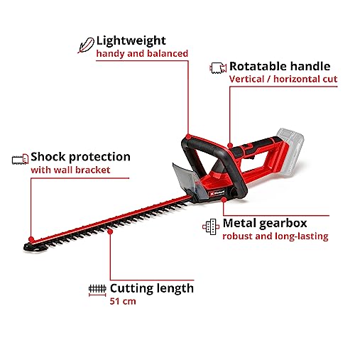 Einhell Cordless Hedge Trimmer 18V Power X-Change, 50cm (20 Inch) Cutting Length, Laser-Cut Diamond-Ground Steel Blades, Without Battery GE-CH 18/50 Li - Image 3