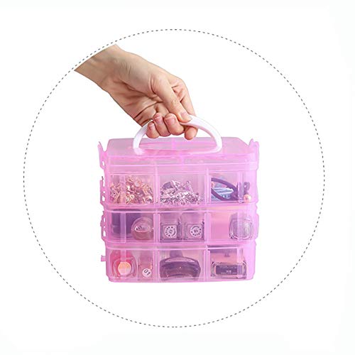 Yb&Gq Transparent Plastic Storage Box,3-Tier Adjustable Compartment Slot Organizer For Toy Jewelry Accessory Drawer,Removable Dividers Container Blue 15X15X12.5Cm(6X6X5Inch) #TOP3