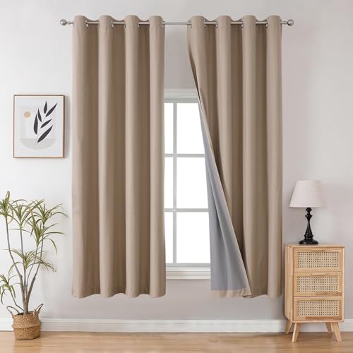 Image of Joydeco Taupe Blackout Curtains 72 Inches Long, Short Blackout Curtains 2 Panels Sets for Bedroom Living Room, Room Darkening Drapes 72 Inches Long Solid Drapes&Curtains for Windows with Grommets