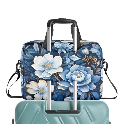 Bolso para laptop de 16 pulgadas blue ethnic flowers miniatura 6
