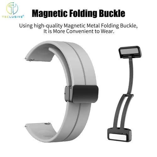 Image of T TECLUSIVE Premium Silicone Strap Band with Magnetic Lock 20mm Compatible for Galaxy Watch 3 41mm | Galaxy Watch 42mm Active 2 | Amazfit Bip GTS | Fire Bolt Ninja | Adjustable Silicon Band