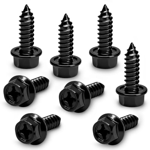 OttoSpeed Rustproof License Plate Screws (8-Pack, Black-Phillips)