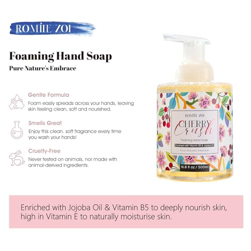 Image of ROMIIE ZOI Foaming Hand Soap, Cherry Crush, 500ml / 16.8fl.oz | With Gift Box, Gentle cleansing, nourishes skin without drying