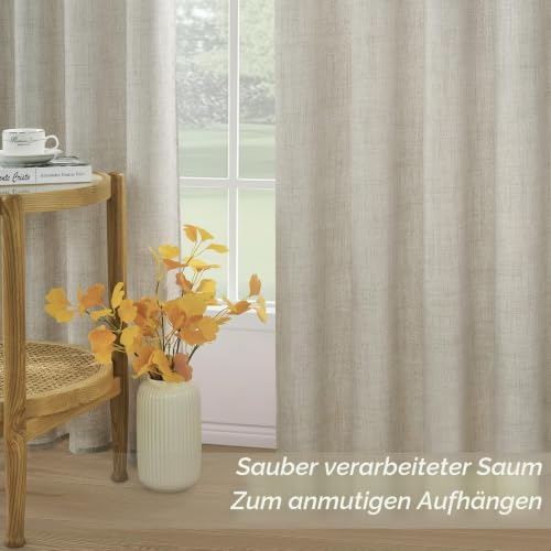 MRTREES Extra Lange Gardinen und Vorhänge Leinen Halbtransparent Schlafzimmer, Gardinen mit Kräuselband 2er Set… – Ansicht 6