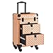SONGMICS Kosmetikkoffer Trolley, Schminkkoffer 2 Schubladen, Friseurkoffer groß, Make-up Koffer, 34 x 24 x 56 cm, Rollen 360° drehbar, Reisen, Friseure, Geschenkidee, Champagnergold JHZ008A01