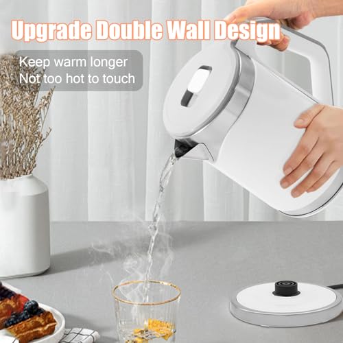Tetera eléctrica de acero inoxidable 1500W 2L blanca miniatura 4