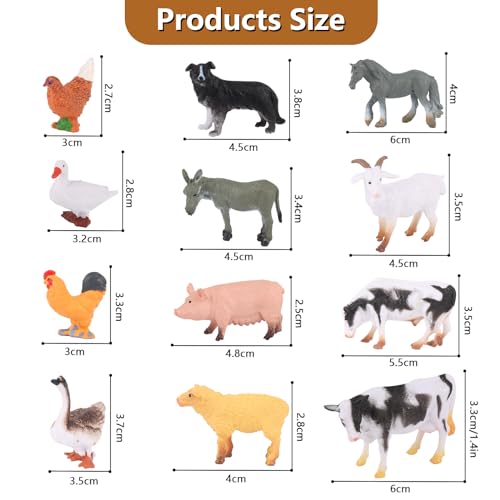 MXTIMWAN 12 Stück Sehr Klein Bauernhof Tierfiguren, Mini Bauernhof Tierfiguren, Bauernhof Scheunentiere Spielset für Kinder, Jungen, Mädchen, Kuchendekoration, Tiere Thema Geburtstag Party