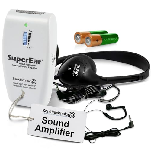 SuperEar Model SE9000HP for Seniors - Hearing Amplifiers for Seniors & Elderly, Super Ear Personal Sound Amplifier, Sound Amplifier Listening Device & Audio Accessories in 50dB Ambient Sounds Increase