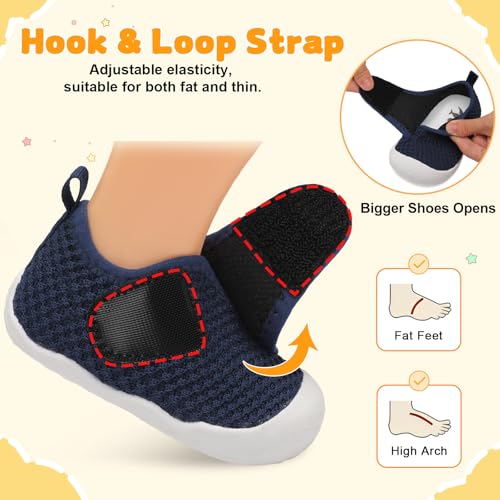 Image of FEETCITY Baby First Walking Shoes Wide Baby Shoes Infant Sneakers Newborn Crib Shoe Barefoot Lightweight Slip On Shoe