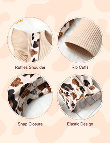 Queenstyle Baby Girl Jumpsuit Romper Cotton Breathable Romper Leopard Print Cute Baby Onesie 9-12 Months Newborn Girl Outfits #TOP4