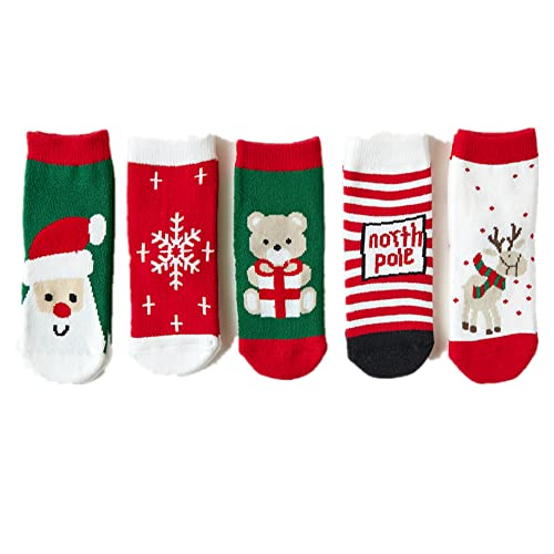 Christmas Socks Baby&Toddler Socks - Winter Warm Socks 5 Pairs Unisex Soft For Infant Toddler kids Boys Girls Gift