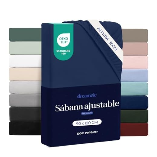 Dreamzie Sabanas 90x190 cm - Grandes Solapas de hasta 33 cm - 100% Microfibra - Azul Oscuro - Certificada sin Productos Químicos (Oeko Tex), Sabanas bajeras Completamente Elásticas