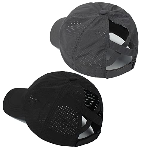 Muryobao 2 Packs Womens Criss Cross Ponytail Baseball Cap Adjustable ...