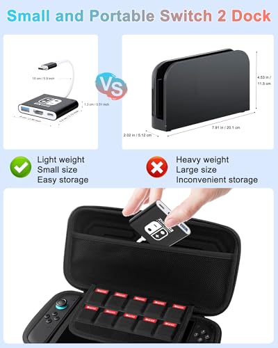 Image of Switch Dock for Nintendo Switch & OLED, 3 IN 1 Perfect Replacement, USB C to HDMI Adapter, Portable Gaming Dock, Black