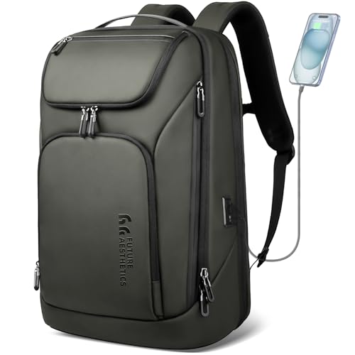 HEROIC KNIGHT Mochila de Negocios Ordenador Portátil Laptop 17,3 Pulgadas Grande para Hombre con Puerto USB Resistante al Agua Ultraligero Antirrobo Oficina Trabajo Viaje 30L (Verde)