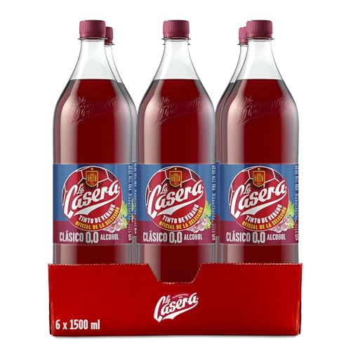 La Casera® Tinto de Verano con Gaseosa 0,0%, Bebida Refrescante Sin Alcohol - Botella, Pack 6 x 1,5 L