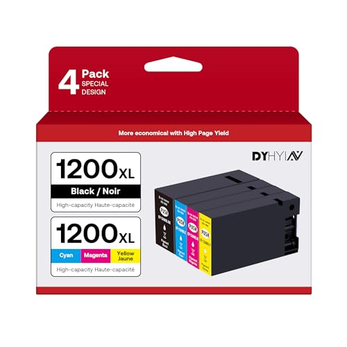 DYHYIN 1200XL Compatible Ink cartridges Replacement for Canon Maxify 1200 ink Use With PGI-1200 MB2720 MB2320 MB2020 MB2120 MB2350 Printer (Black, Cyan, Magenta, Yellow, 4 Pack)