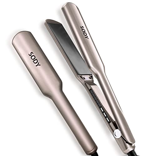 Lisseur à cheveux en titane, lisseur 2en1 pour le coiffage et le bouclage, Tourmaline Pro Ultra Light, pour les boucles, les ondulations douces ou le coiffage droit, 150-230°C, LED, Beige-SODY