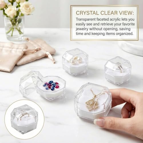 Boîtes à bagues acrylique transparent étuis rangement bijoux