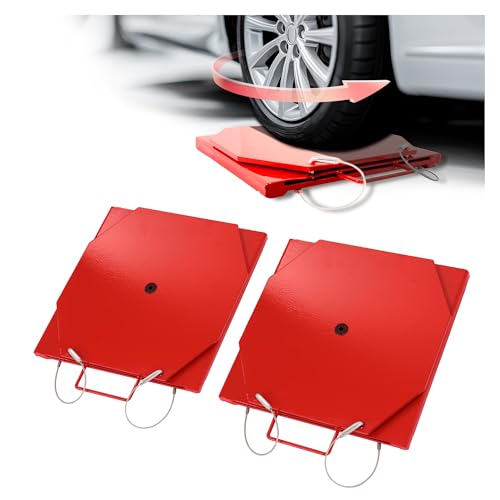 Gelacie 2 Pack Wheel Alignment Turn Plate Steel Passenger Car & Light Truck Alignment Front Turnplate Turntable Set Steel+Plastic Powder Coated Red 9000 LBS