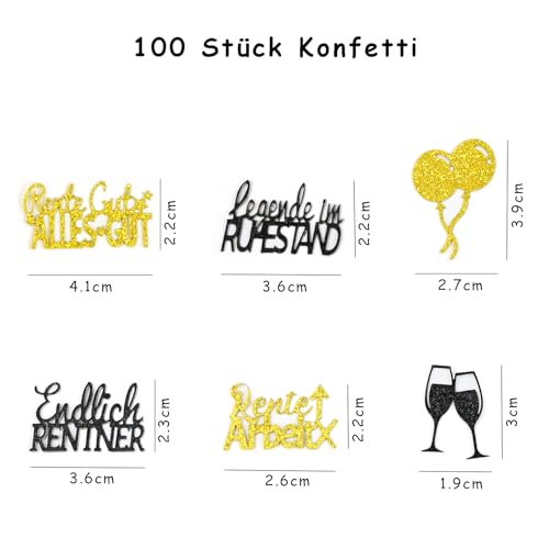 NISENTIA 100 Stück Rente Deko Tischdeko Konfetti, Streudeko Ruhestand Deko, Rente Gut Alles Gut Endlich Rentner Streudeko Confetti, Tischdeko Renteneintritt Frau Männer für Abschied Party Dekoration