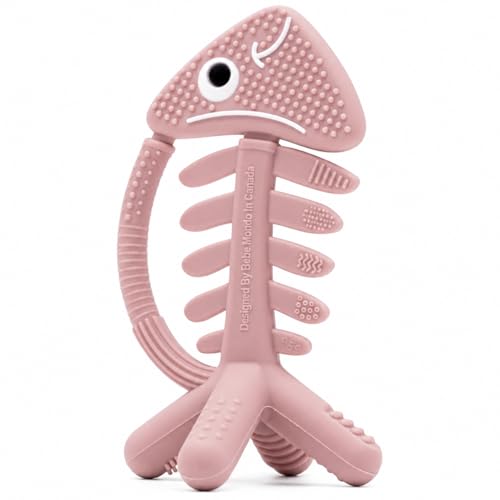 Image of 3 in 1 Infant Toys, Baby Teething Toys 3–6 6–12 Months, Teethers for Babies 0–3–6–12 Months for Teething Relief, Baby Gift, Baby Teether Toys, Silicone Sensory Toys,USA Patent Pending, Fish-Rose Pink