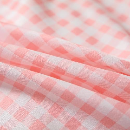 Housse de couette 220x240 rose Vichy en microfibre premium de qualité supérieure - 6