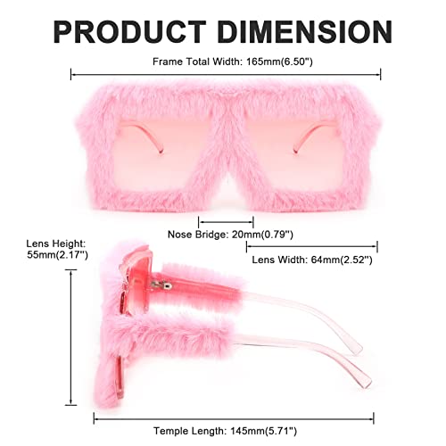 Karsaer Vision Plush Fuzzy Flat Top Fashion Square Large Shades Punk Soft Velvet Shade Party Eyewear…4