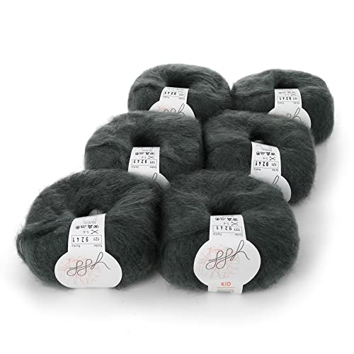 ggh Kid Box - 6 Balls of Kid Mohair Knitting Wool - 121 - Beryl Green, 7 centimetri