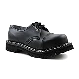 ranger boots 3 loch  ANGRY ITCH - 3-Loch Gothic Punk Army Ranger Armee Schwarze Leder Schuhe mit Stahlkappe 36-48 - Made in EU!, EU-Größe:EU-44