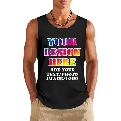 Custom Tank Tops Vest Tee Personalized Design Your Own Shirts with Picture Photo Text for Gym Running3