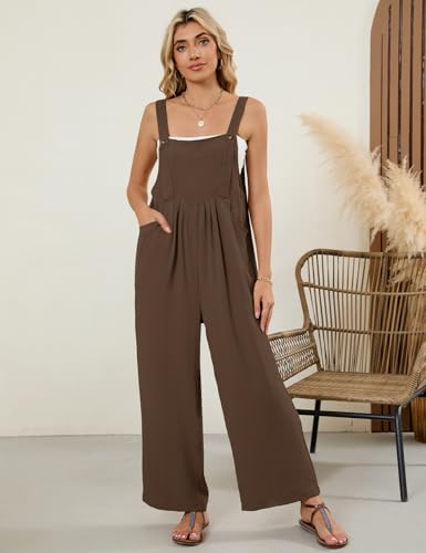 Flygo Womens Overalls Loose Fit Wide Leg Jumpsuits 2025 Summer Casual Rompers Jumper with Pockets4