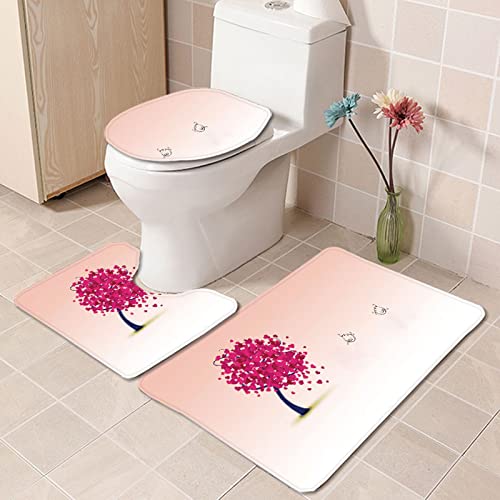 Badematten Set 3 teilig,Toilettenmatte Set,3er Badgarnitur Badezimmer Matte Set Dusch Bade Matte Vorleger Teppich 3D…