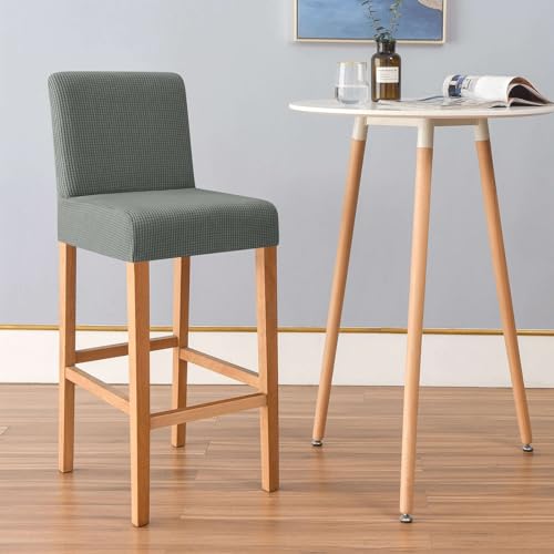 Housse de chaise de bar jacquard gris foncé extensible lavable en lot de 6 - 3