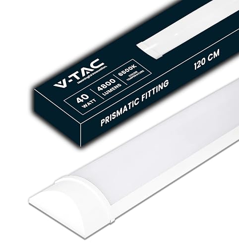 V-TAC Plafoniera LED Lineare da Soffitto 120 CM - 40W - con Chip Samsung - Lampada Rettangolare 4800 Lumen IP20 per Parete, Garage, Negozio - Tubo LED - Luce 6400K Bianca Fredda