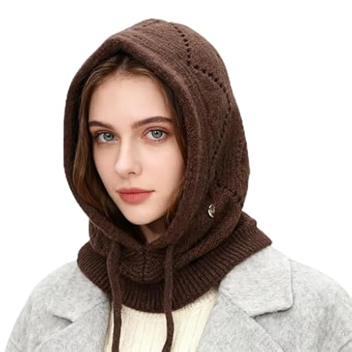 AYPOW Mujer Invierno Gorro de Punto y Bufanda con Capucha, 2 en 1 Térmicos Prueba de Viento Ajustable Pasamontañas, Moda Ocio Pullover Calentador de Cuello para Deportes al Aire Libre Diario Correr | Ya disponible en tu tienda friki favorita! En mundofriki.es!