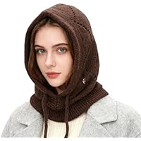 AYPOW Mujer Invierno Gorro de Punto y Bufanda con Capucha, 2 en