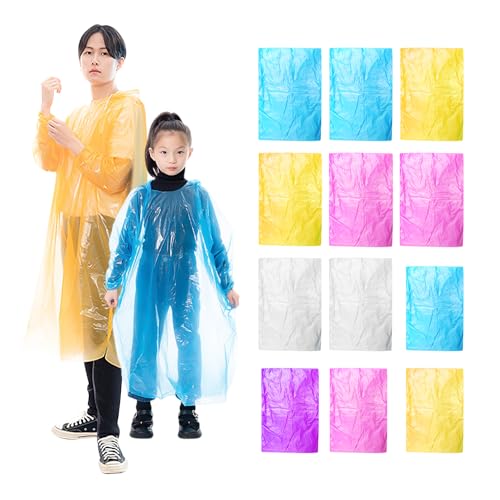 DAZZLUXE Pack de 12 Ponchos Impermeables Familiares Desechables de Emergencia para Adultos y Niños - Azul, Talla Única, turquesa, Talla única