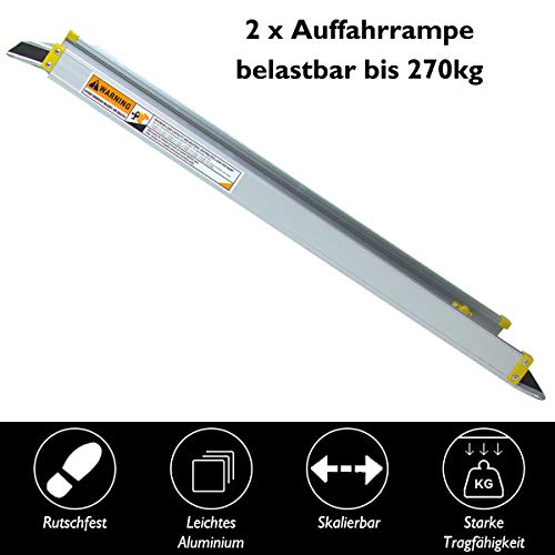 Auffahrrampe Costway 2 x bis 270 kg, teleskopierbare Aluminiumrampe