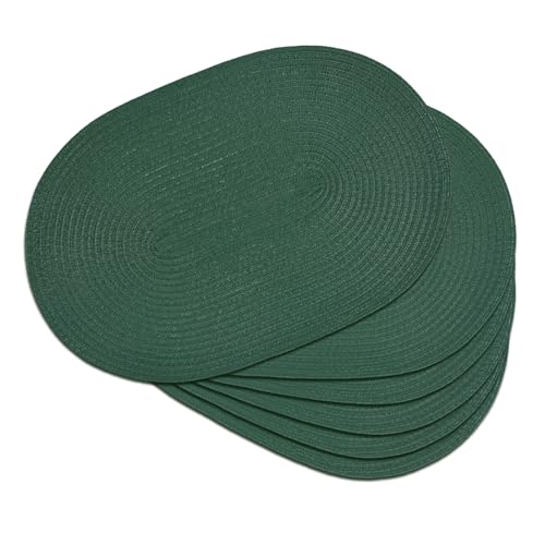 Placemats Set of 6, Woven Oval Braided Dining Table Mats(Sage Green)