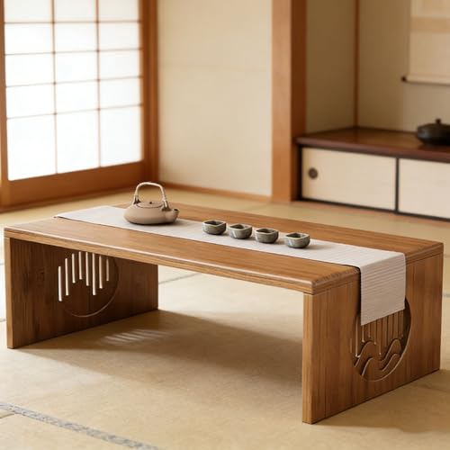 YHGSYXL Japanese Floor Table Japanese Folding Coffee Table, Solid Wood Bamboo Japanese Tea Table for Sitting On The Floor, No Assembly Japanese Low Sitting Coffee Table for Tatami, Easy Storage ﻿ by YHGSYXL - Used condition - Image 7
