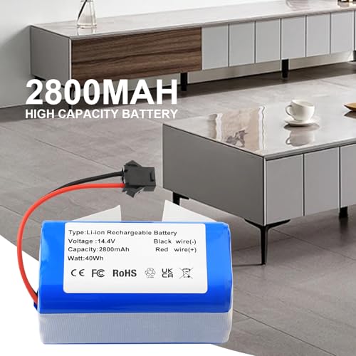 Image of 14.4V Vacuum Battery Replacement for iHome Autovac iHRV12-BLK iHRV10Y-BLK | iHRV11-BLK , iHome AutoVac Juno (2nd Gen Only) iHRV9-BLKS, NOVA S1 (2nd Gen Only) iHRVS1-3BLKS Robot Vacuum Cleaner 2800mAh