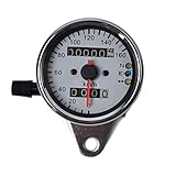 DKMOTORK 0022 Mini Motorcycle Speedometer Dual Odometer with Led Backlight Neutral Headlight Turn Signal Indicator 2.56 Inches Universal White