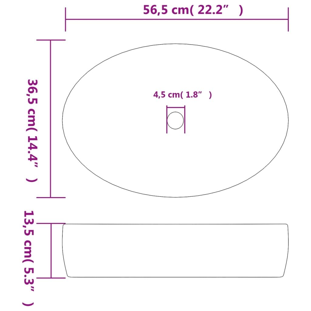 ShGaxin Lavabo de encimera Ovalado cerámica Negro Azul 56,5x36,5x13,5cm, Fregadero, Lavabo Baño, Lavamanos Baño, Lavatorio Casa De Banho, Mueble Lavabo sobre Encimera - 155114