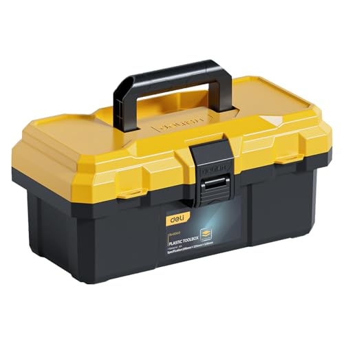 DELI Plastic Toolbox, 12in Tool Box Organization, Small Toolbox with Lock, Mini Tool Box with Handle