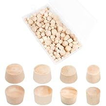 MroMax 160Pcs Round Wood Plugs 4 Sizes Screw Hole Plugs 3/16 Inch, 5/16 Inch, 3/8 Inch, 1/2 Inch Wooden Button Plugs Round-Head Screw Covers Wood Caps for Furniture Decoration Woodworking