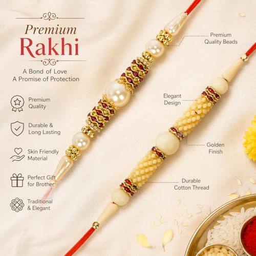 Image of Riddhika Ventures Glorious Gold Plated Religious Diamond Ring Rakhi || Traditional Rakhi Set of 2 & Festive Gift || Rakhi Gift Combo for Brother