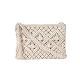 Eiyye Boho Crossbody Handbag Summer Beach Purse Crossbody, Boho Envelope Clutch Crochet Handmade Pur
