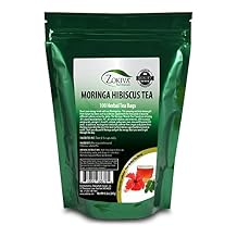 Zokiva Nutritionals - Moringa Hibiscus Tea 100 Bags With Premium Organic Moringa Nutritious, Tasty and Naturally Caffeine-Free In Resealable Zip Pouch