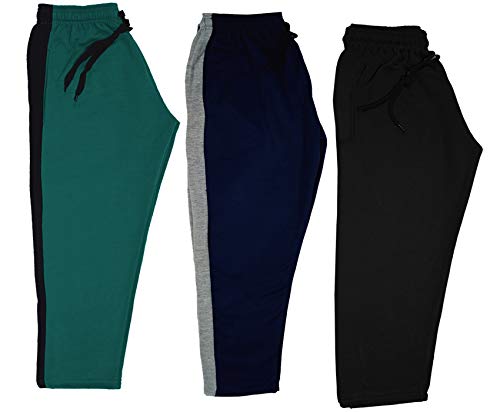 Image of indi weaves Kids Unisex Solid Fleece Warm Track Pants Winter Lower for Boys & Girls (Black; Navy Blue; Green; 4-5 Years) Pack of 3